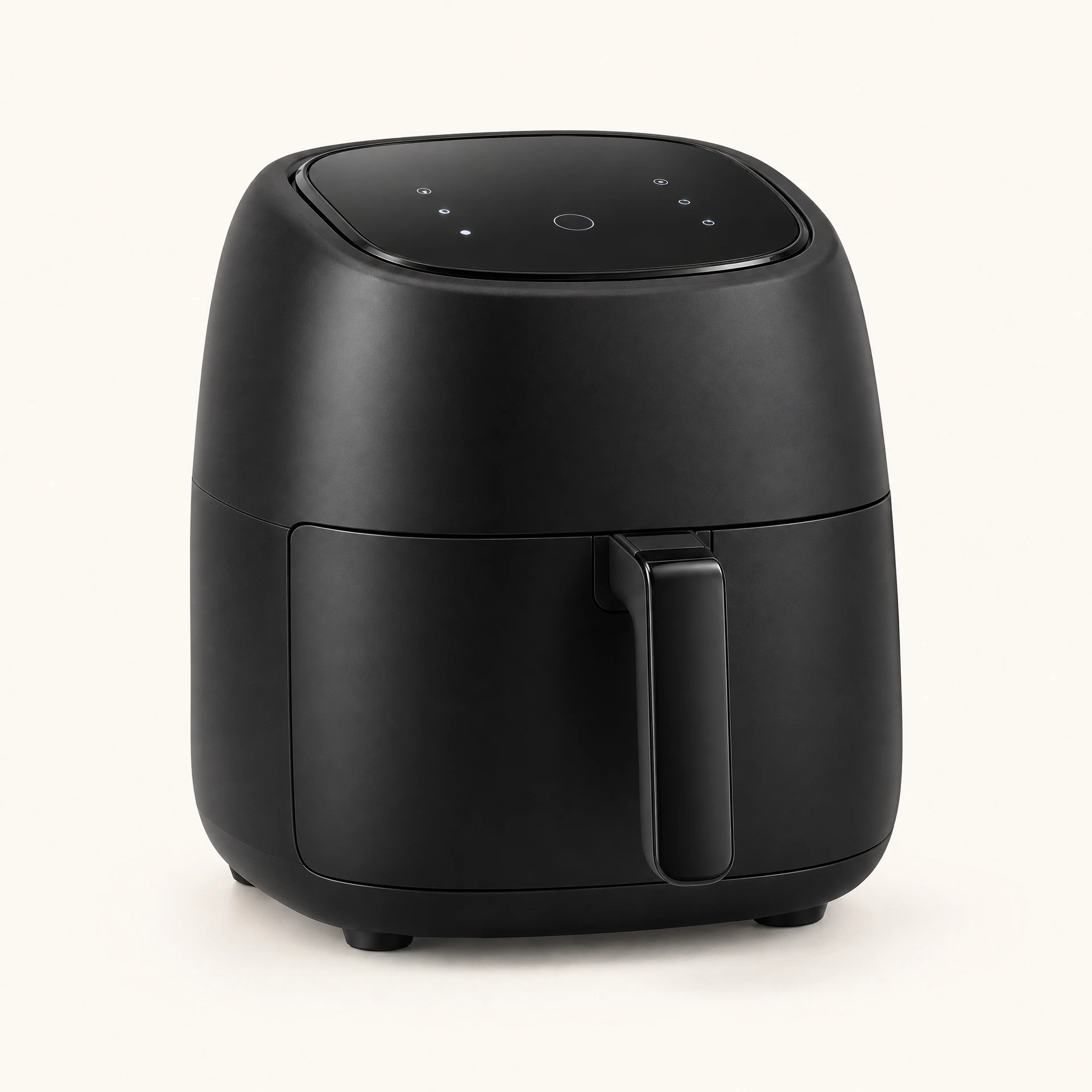 Air fryer digital preta de 5 litros com painel de controle no topo