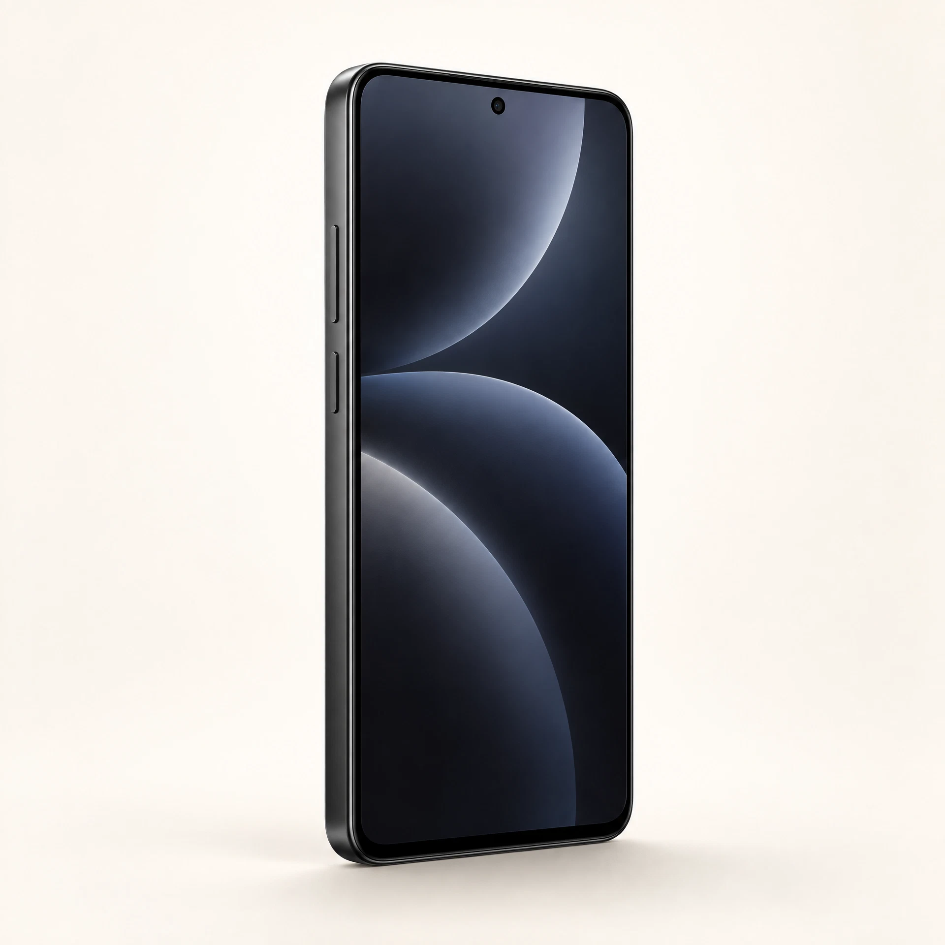 Smartphone 5G preto com tela AMOLED de 6,7 polegadas ligada